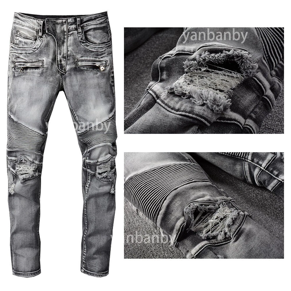 Gray clearance biker jeans
