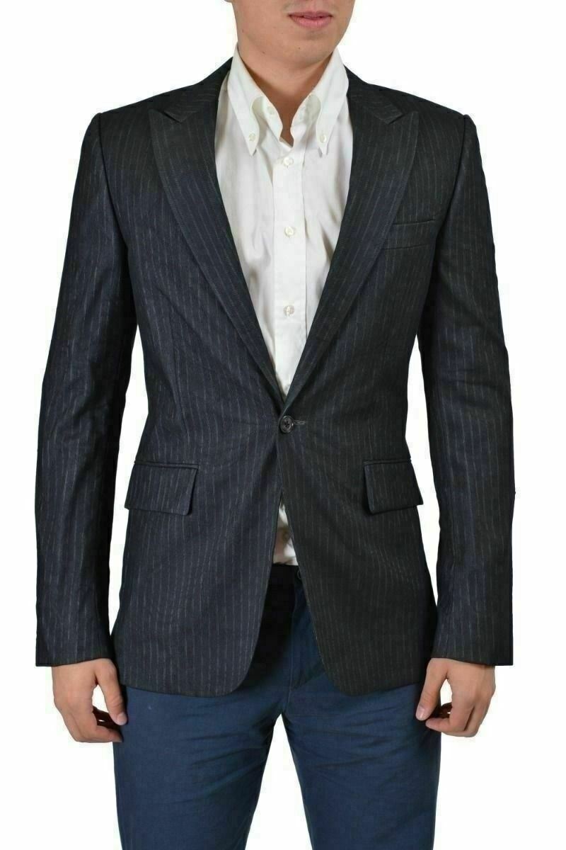 Мужской блейзер Richmond X в серую полоску с черной сеткой на одной пуговице US 38 IT 48 15690₽