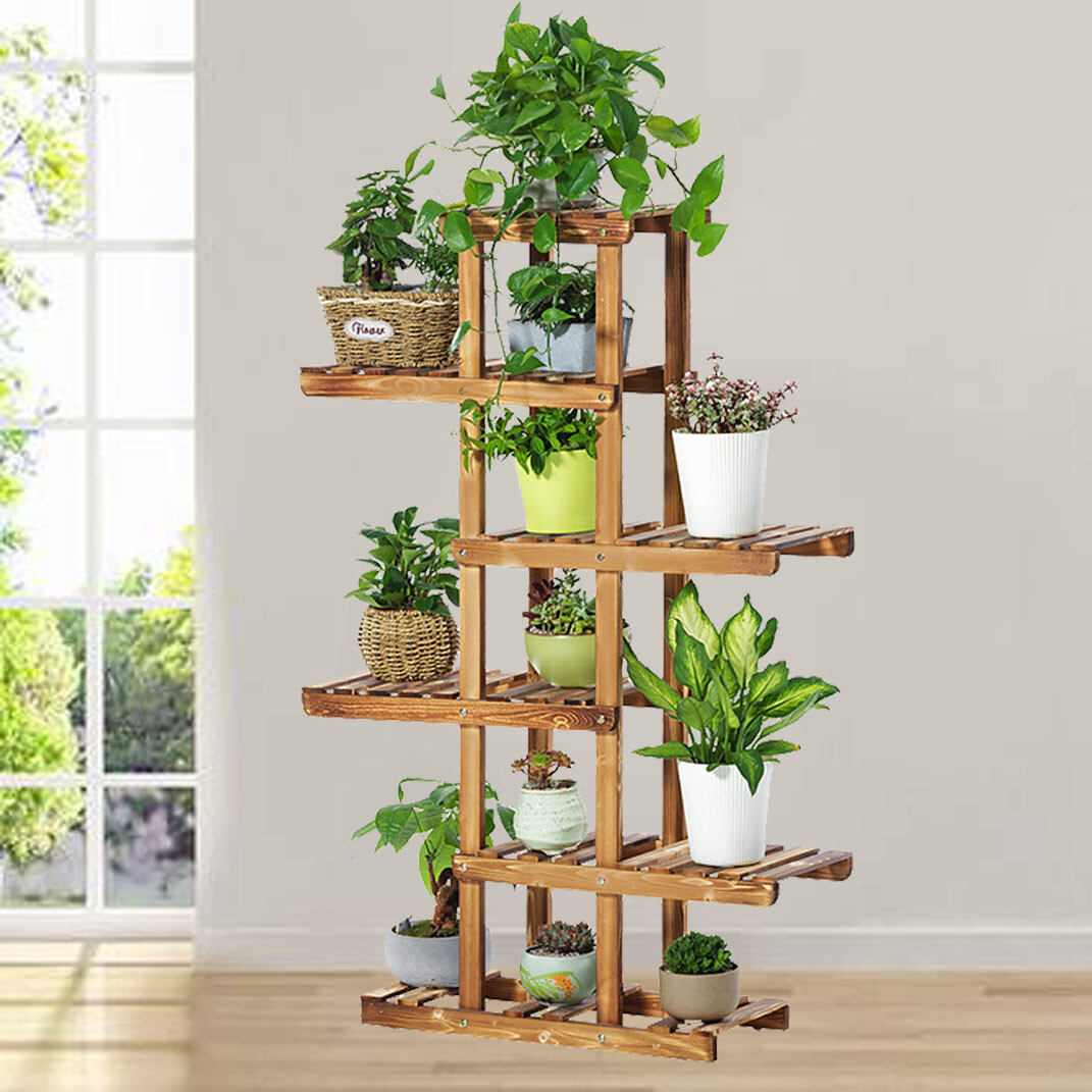 6 Tier Corner Wooden Plant Stand Ladder Flower pot Display Rack Shelf  Holder New
