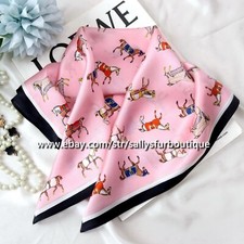 Sallys 100  Silk Scarf Bandanna Horses Print Square Necktie Hairband 53cm