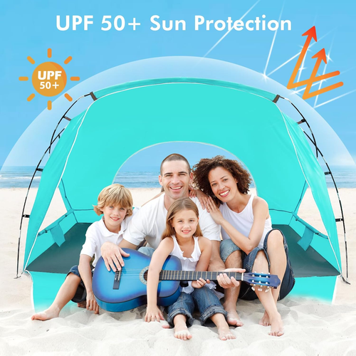 Tenda da Spiaggia, Parasole Portatile per 2/3/4/6-8 Persone con Protezione UV UPF 50+ - Foto 8 di 8