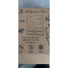 Help From Eve Bamboo Kitchen Drawer Organizer Ziplock Bag Foil Dispenser