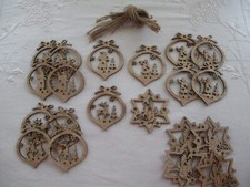 20pcs Unfinished Wood Craft 3" Laser cut Santa, Angel, Star, Deer Ornaments C2