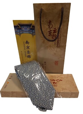 NIB NANJING YUNJIN Brocade Greek Key Men's Neck Tie Intangible Cultural Humanity