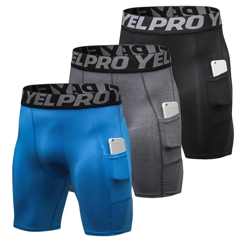 3 Pack Men Compression Shorts Active Workout Underwear with Pocket Shorts - Bild 20 von 34