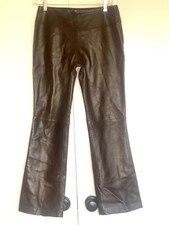 VAKKO NEW YORK 100 LAMB LEATHER BROWN BOOTCUT PANTS SIZE: 4