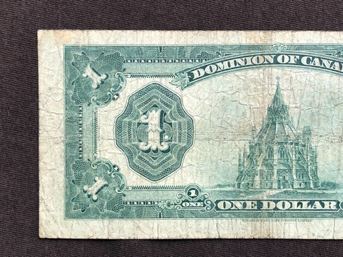 BANKNOTE DOMINION OF CANADA 1923 $ 1 EIN DOLLAR #Y-685042 ROTES SIEGEL - Bild 5 von 6