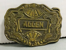 ALLEN  - Vintage NAME ORNATE Western FRAMED Belt Buckle BY ODEN INC
