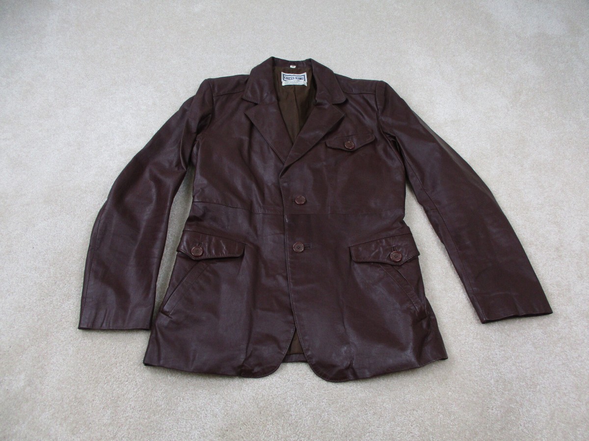 VINTAGE Chess King Jacket Mens 40 Brown Leather Blazer Sport VINTAGE Chess King Jacket Mens 40 Brown Leather Blazer Sport