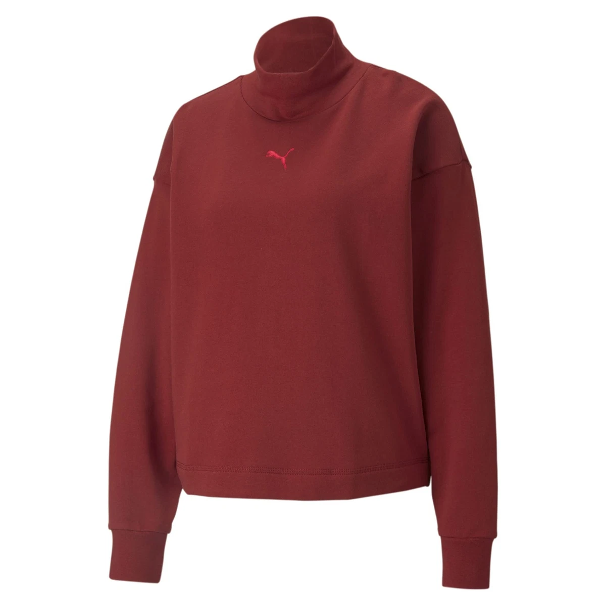 PUMA Womenu0026#039;s Her Mock Neck Long Sleeve Sweatshirt, Solid Red, Medium M  | eBay
