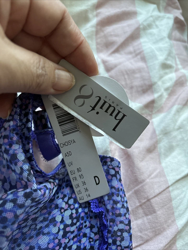 huit choisya полный чашка кружевной бюстгальтер размер 36D фиолетовый цветочный с кружевной отделкой новый с Ярлыками  - Изображение 4 из 4