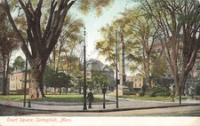 Postcard Court Square, Springfield, Mass, The Robbins Bros Co. VTG VPC01.