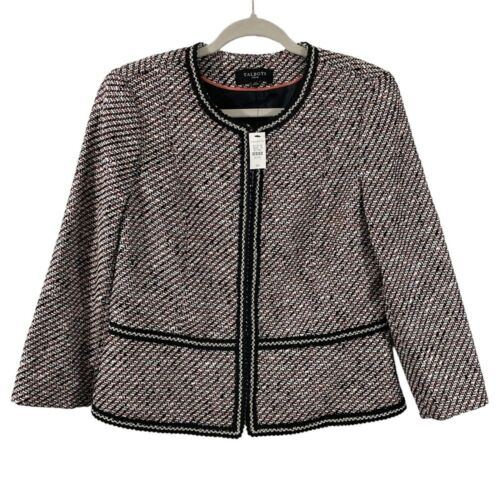 NWT Talbots Grosgrain Braided Trim Tweed Jacket Blazer Size 10 Petite Multi 10P - Picture 3 of 10