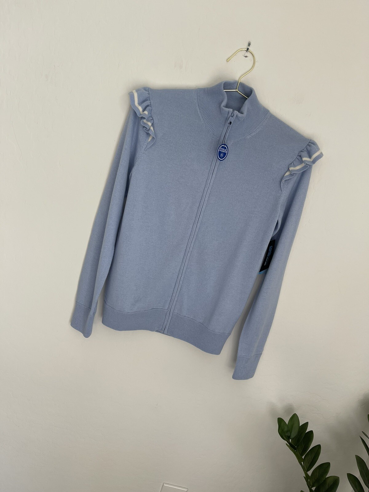Polo Golf Ralph Lauren Womens Technical Cashmere Ruffle Sleeve Sweater Sz S NWT image 10