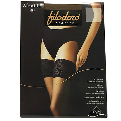 Filodoro Women's Hold-Up Stockings Model Afrodite 30 Den Glacé With Lace 10 Cm