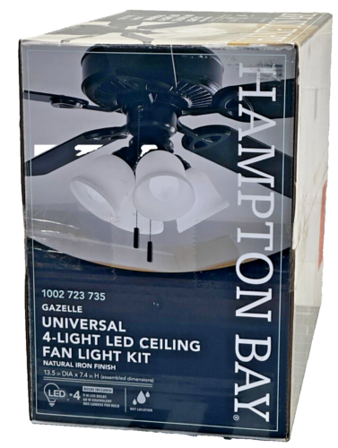 Hampton Bay Gazelle 4-Light LED Natural Iron Universal Ceiling Fan Light Kit - Picture 4 of 4
