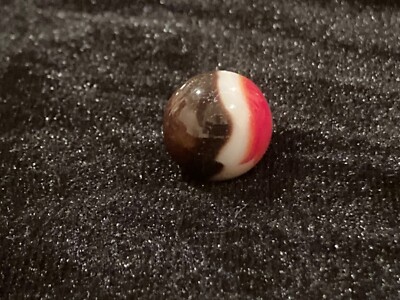 Vintage Glass Marble - Brown White Red (5/8 inch)