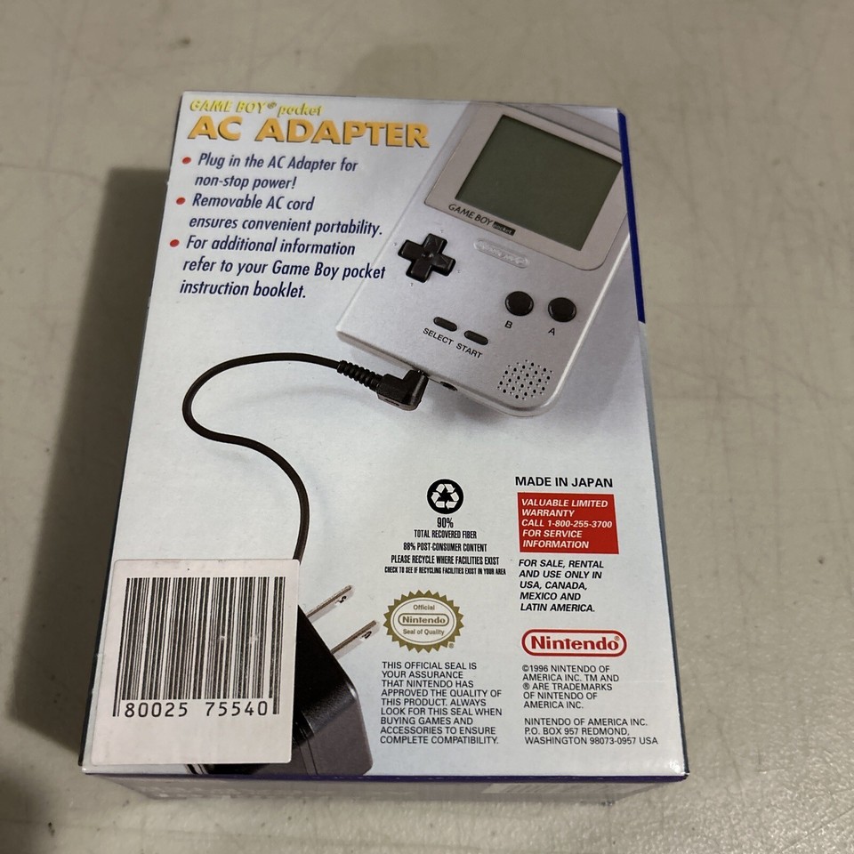 Official Nintendo Gameboy Pocket GB Gameboy Color GBC AC Adapter OEM ...