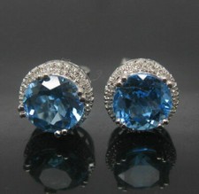 4Ct Round Cut Lab Created Blue Diamond Stud Earring 14K White Gold Plated Silver