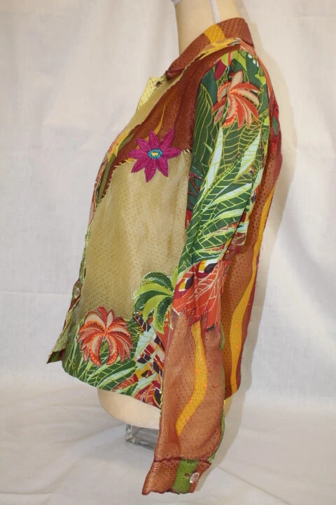 Blazer SANDY STARKMAN Tropical Island Transparente y Brillante 100% Seda Mujer S(150) Foto 2 de 4