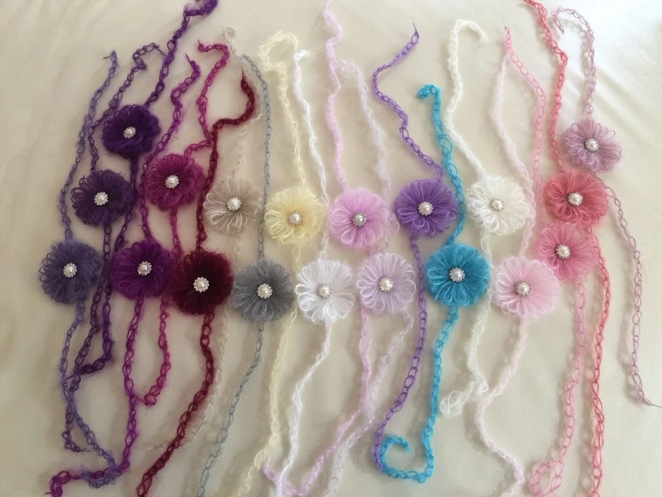 * Diadema súper suave con corbatas de mohair para recién nacidos bebés niñas foto utilería  Foto 3 de 4
