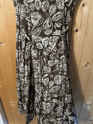 VTG Newport News Maxi Floral Dress Layered Button Front Brown & Cream Cottage 18 - Picture 19 of 24