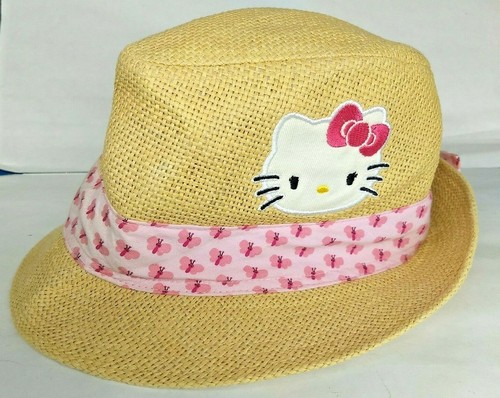 Kids Girls Straw Hat Hello Kitty Pink 