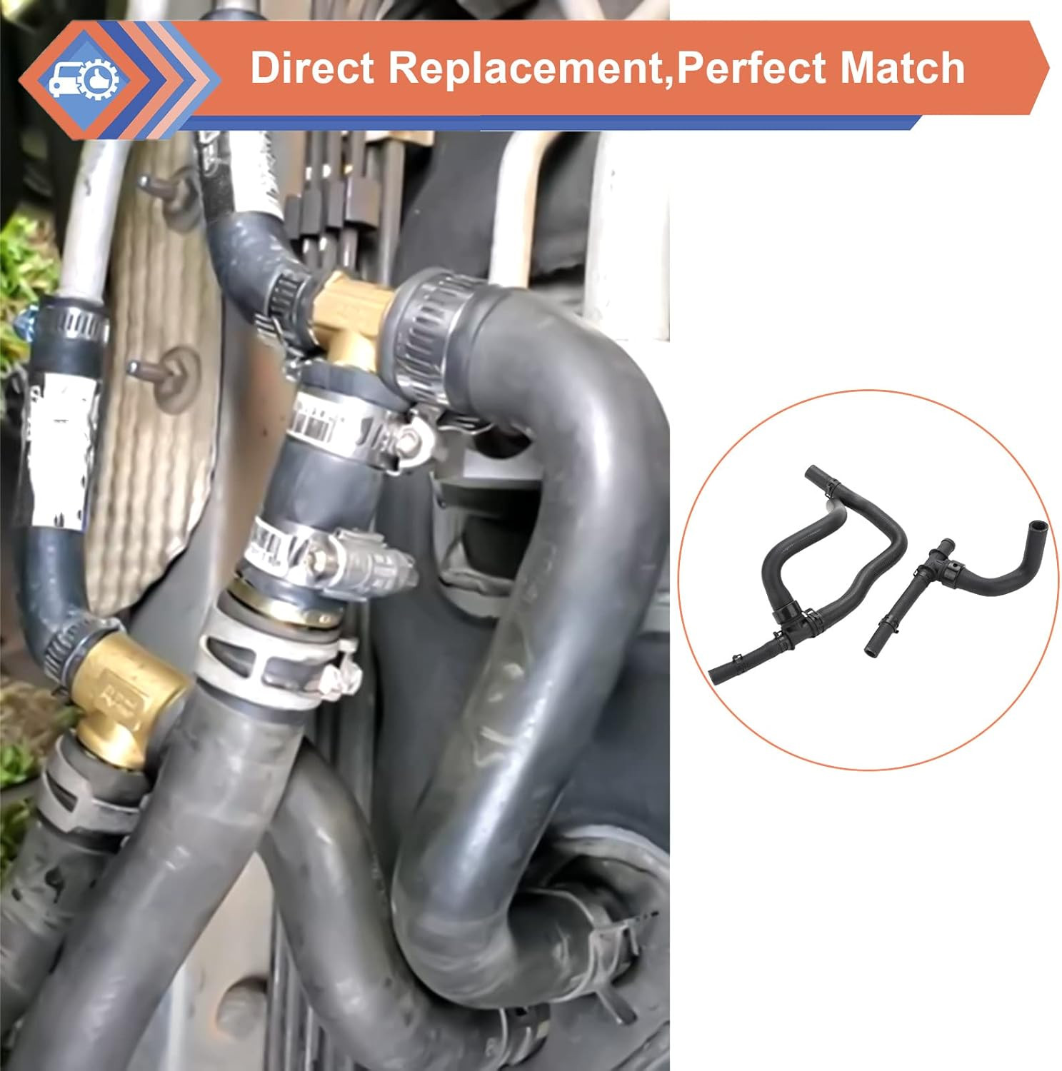 HVAC Heater Hose Pipe Kit with TEE for Return Compatible with Dodge Vehicle 2008