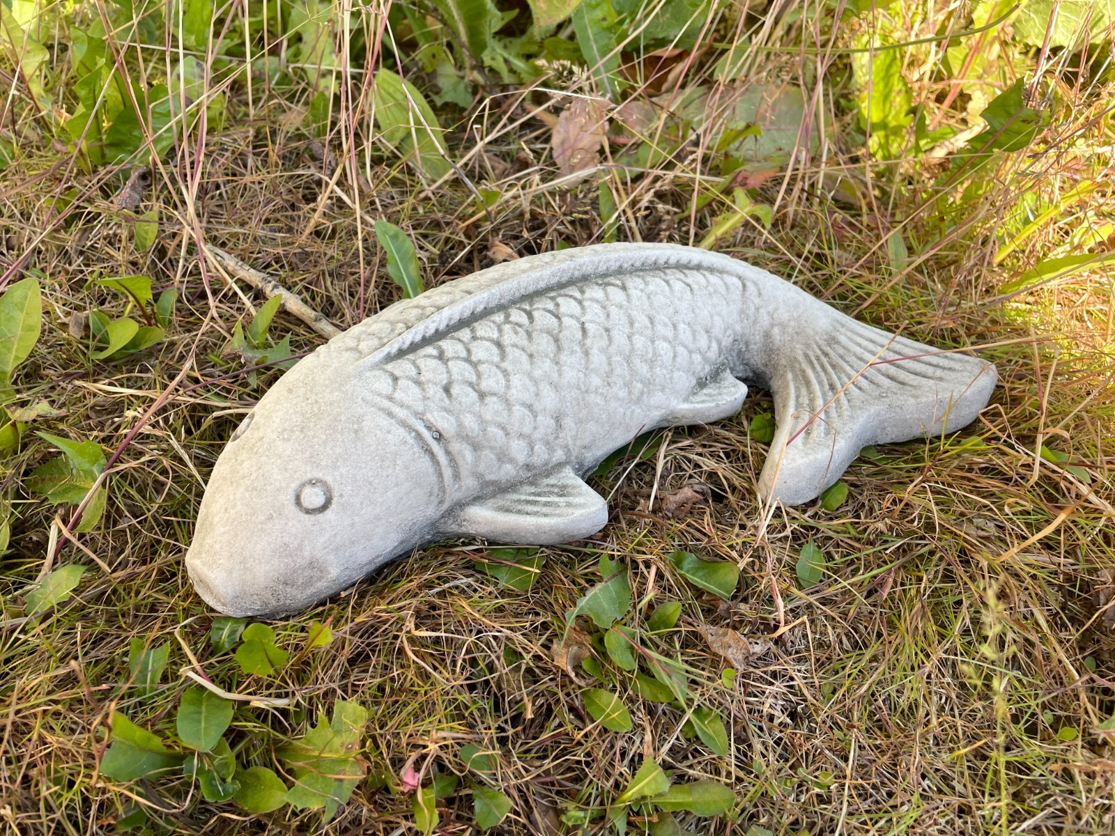 Koi Carp Fish Stone Garden Statue |Outdoor Animal Fishing Angling Gift Ornament