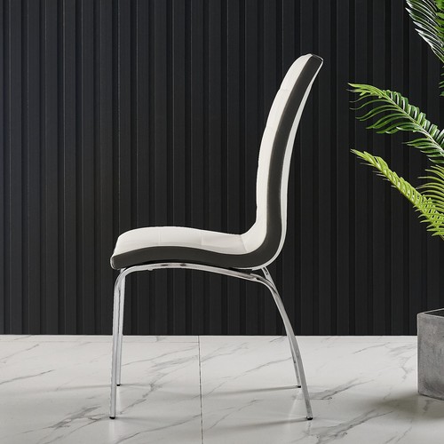 Dining Table Set Extending Grey/White Marble Effect Glass 6 Faux Leather Chairs - Picture 34 of 162