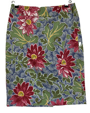 Talbots Petites 100 Cotton Skirt Contoured Waistband Multi Color Floral Print 2