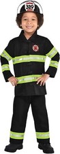 Firefighter Black Fire Fighter Suit Yourself Fancy Dress Halloween Child Costume