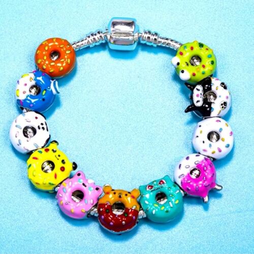 925 Silver Plated Pokemon & Sanrio Hello Kitty Donut Themed Charm Bracelet