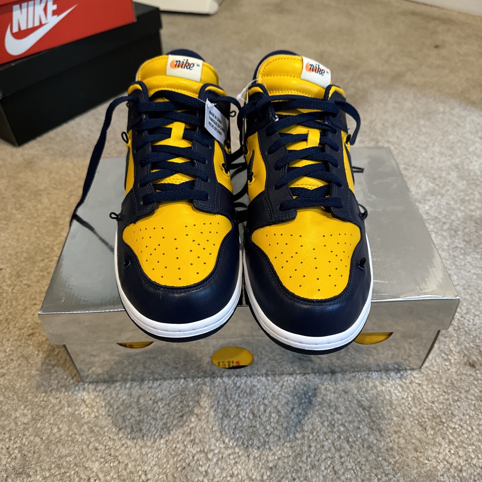 OFF WHITE X NIKE Taglia 13 Nike Dunk Low x BIANCO SPORCO University G 2019 NUOVE CON SCATOLA