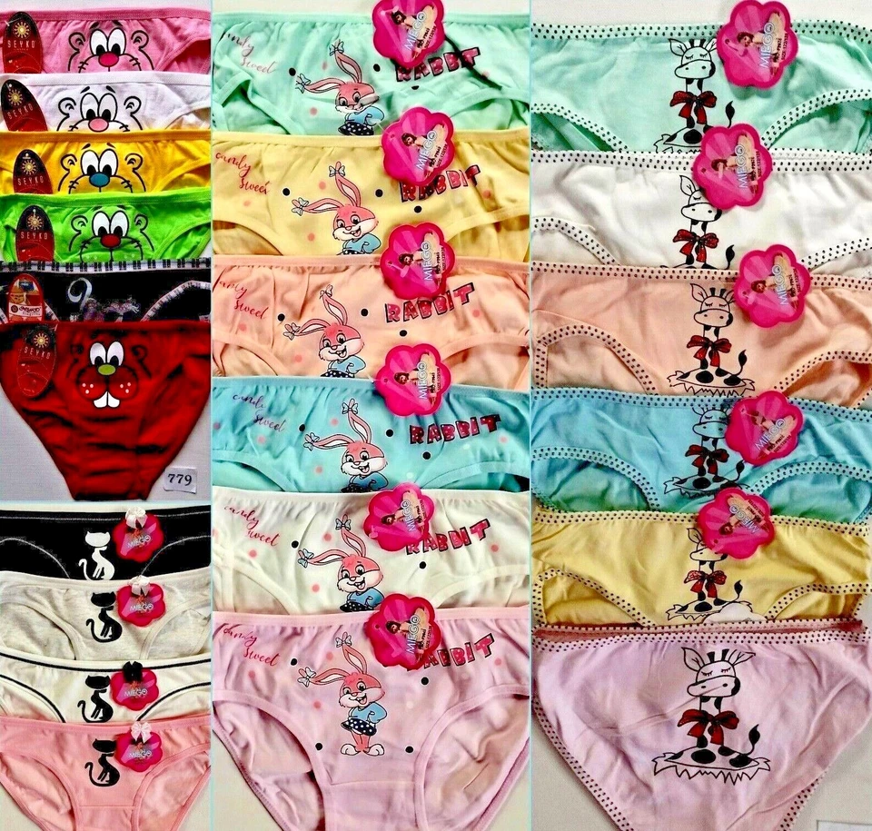 4/6 Mädchen Unterwäsche Slips Pantys  Unterhose Baumwolle Gr:98/116.....164/170 - Bild 1 von 1