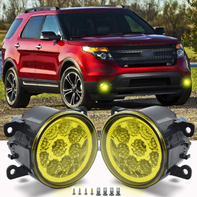 Pair LED Fog Light For Ford Explorer 2011-2015 C-MAX 2013-2019 Bumper Clear Lamp