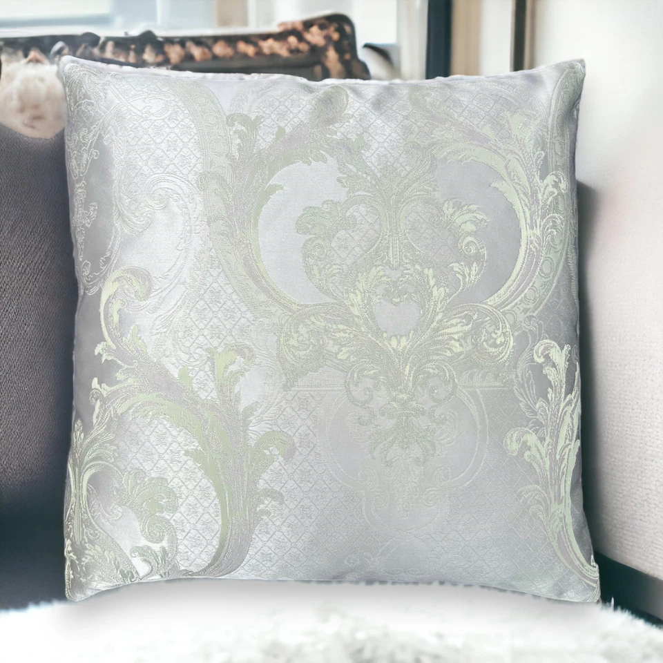 Cushion Covers Grey Silver - Set of 4 Damask Epitome Luxury Gainsborough 45x45cm - Image 2 of 4