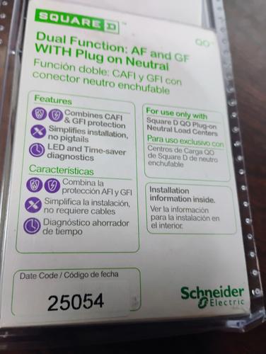 SQUARE D QO120PAFGFC GFCI AFCI CIRCUIT BREAKER 20 AMP 1-POLE NEW IN PACKAGING - Picture 4 of 7