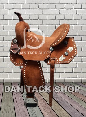 Premium Leather Western Barrel Racing Horse Saddle Brown Round Skirt Free Shipp.