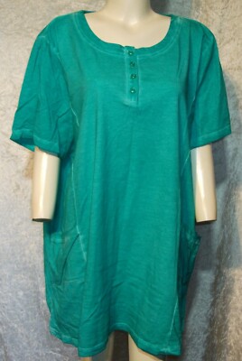 APRODUCTZ  GRÜN/TÜRKIS WASCHUNG TASCHEN STRETCH TUNIKA SHIRT Gr. 52 54