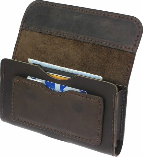 CUSTOMIZED HORIZONTAL WAIST POUCH MADE OF COWHIDE CASE COVER WITH 2 CARD POCKETS - Picture 7 of 22