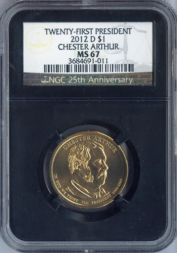 2012-D Chester Arthur Dollar NGC MS67 Auction