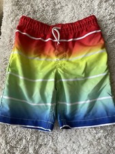 Lands End Kids Boys Sz. 8 Multicolor Striped Swim Trunks. Exc. Cond