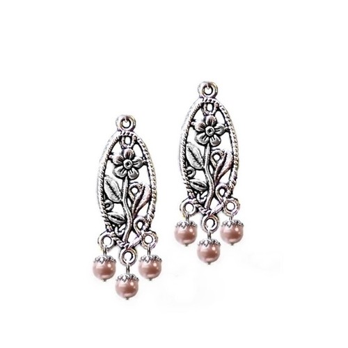 Earrings, chandelier drop with pearls, COLOR CHOICE, clip on or pierced - Bild 13 von 16