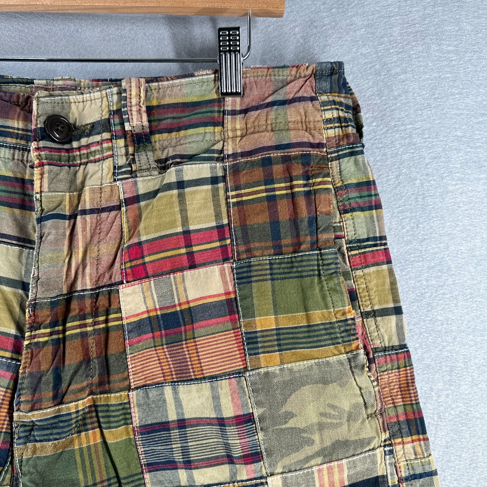 American Eagle Mens Patchwork Shorts 33 Green Lon… - image 4