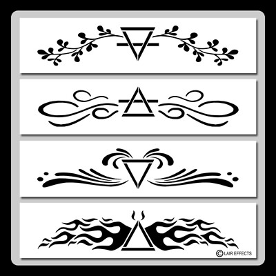 Set of 4-Four Elements Border/Design STENCILS  Earth/Air/Water/Fire/Nature