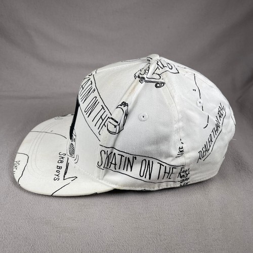 Obviously Skater Hat Mens White Snapback Cap H&M Grunge Punk All Over - Picture 2 of 11