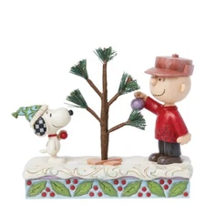 Jim Shore Peanuts Charlie Brown & Snoopy With Christmas Tree Figurine 6015029