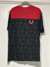 True Religion, Mens Spellout Black Red Double Sided 02 Graphic T Shirt, XL