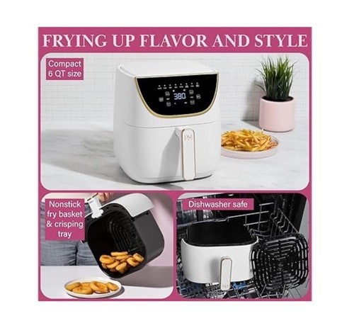 Paris Hilton Air Fryer, Large 6-Quart Capacity, Nonstick Made without PFAS - Picture 3 of 7